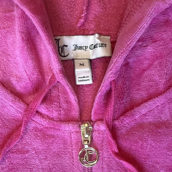 Vintage Juicy Couture Hoodie Womens Medium Pink Velour Zip Up Jacket‎ Y2K - Picture 3 of 8